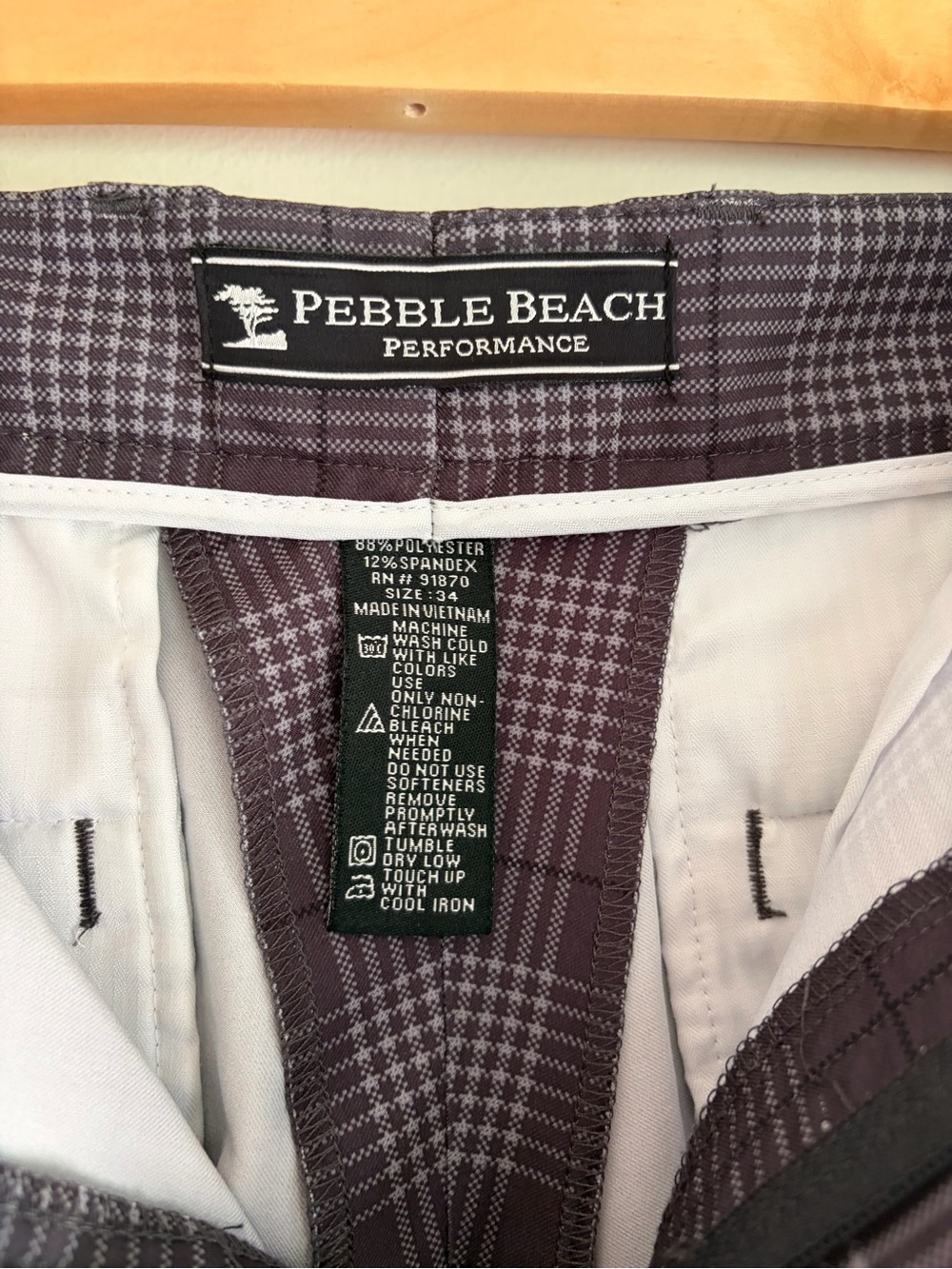Pebble Beach Performance Men's Gray Plaid Golf Shorts Size 34 - Picture 6 of 6